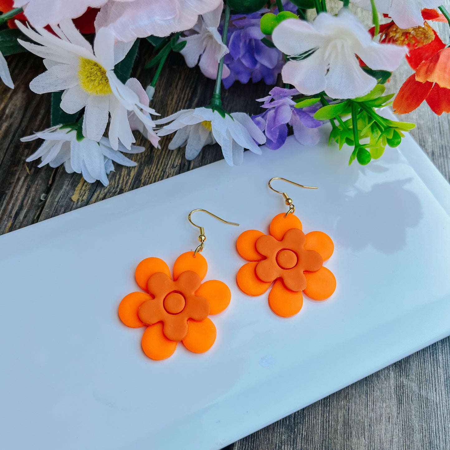 Flower Power Polymer Clay Earrings