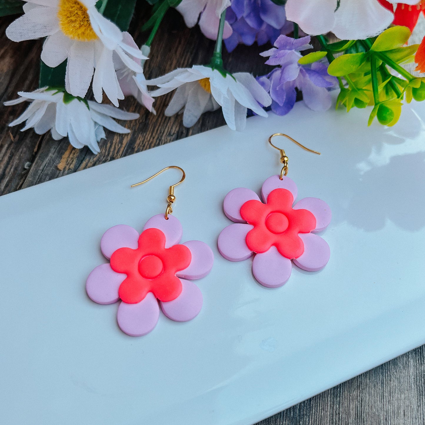 Flower Power Polymer Clay Earrings