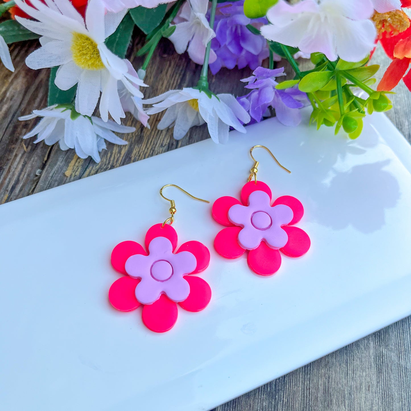 Flower Power Polymer Clay Earrings