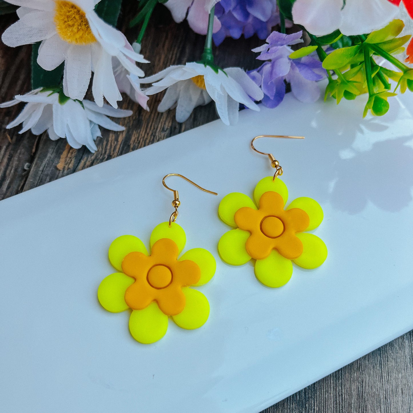 Flower Power Polymer Clay Earrings