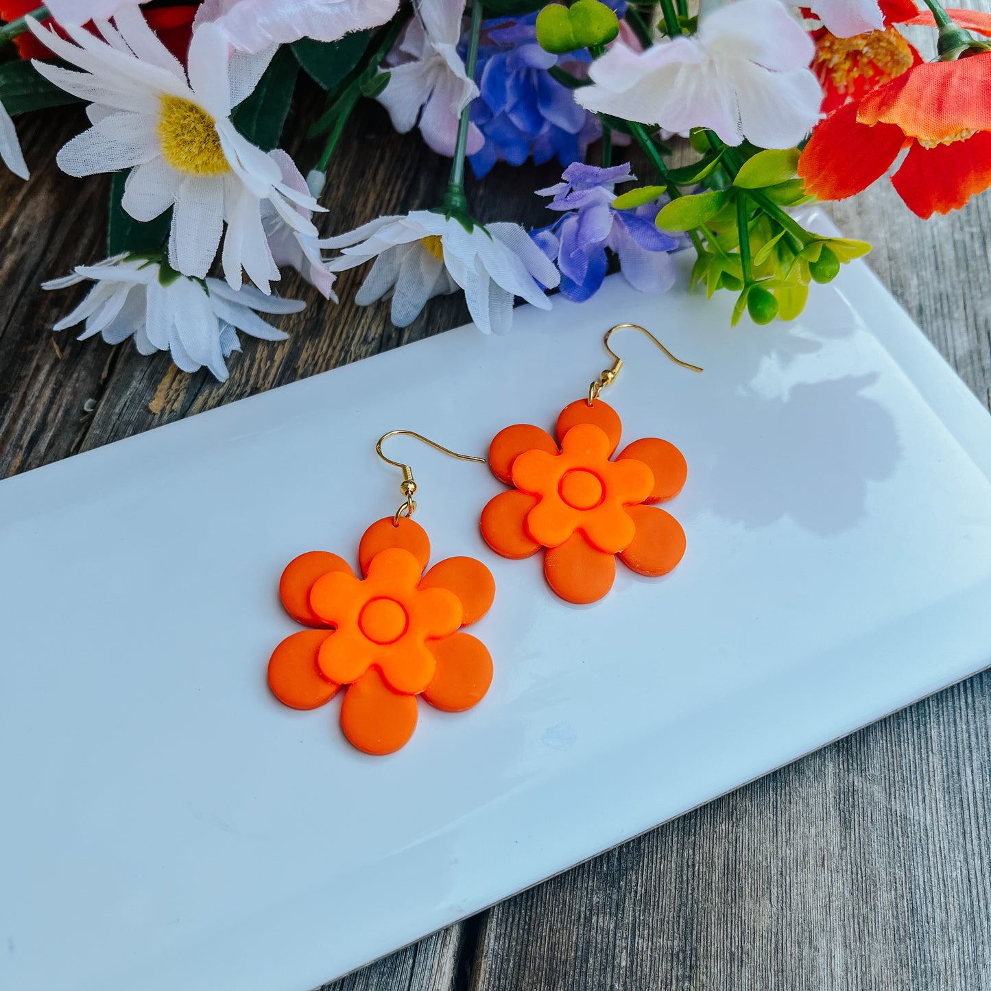 Flower Power Polymer Clay Earrings