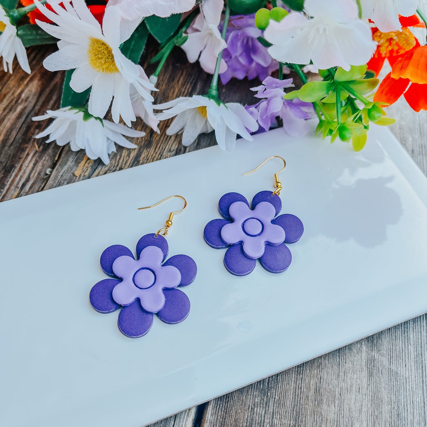 Flower Power Polymer Clay Earrings