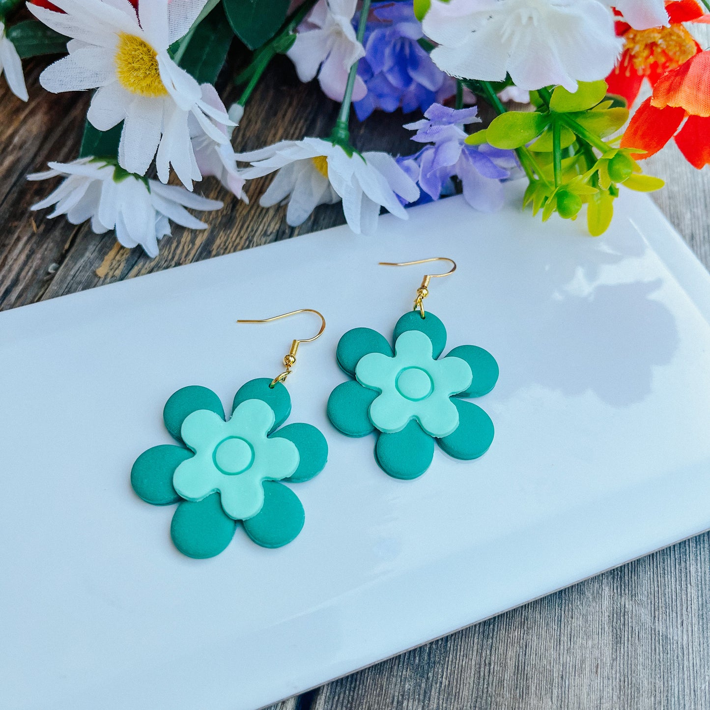 Flower Power Polymer Clay Earrings