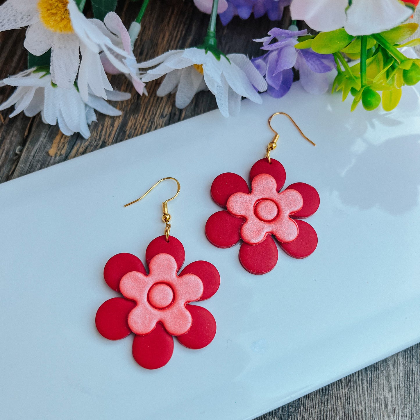 Flower Power Polymer Clay Earrings