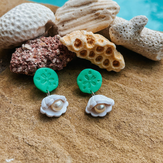 Sea Glass Pearl Stud Earrings